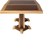 Turin 60 x 42 Dining Table, Custom Timber Edge, Custom Double Border Design, Hickory and Walnut Hardwood, Natural Finish