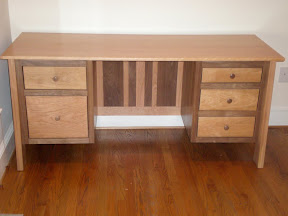 Syracuse Executive Desk in Natural Cherry and Walnut, Rear Panel