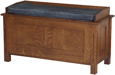 Sacramento Chest Shown in Mahogany Quarter Sawn Oak, Shown with Seat and Rail