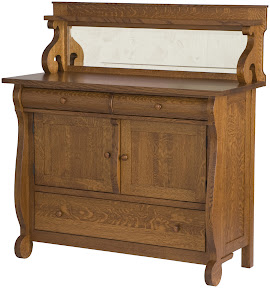 Classic Kitchen Buffet in Rustic Quarter Sawn Oak, with Added Mirror