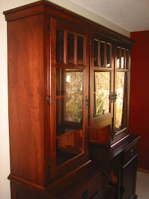 Mission Kitchen Buffet with Wine Cabinet, Cherry Hardwood, Antique Finish