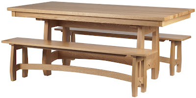 72" x 36" Montreal Table and Benches, Natural Oak