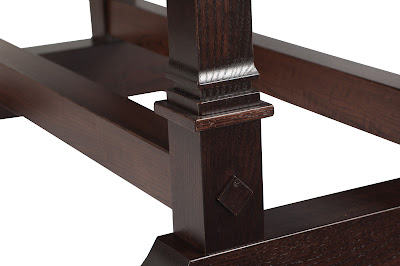 90" x 60" Tuscany Dining Table in Custom Finished Oak, Customized Base Design
