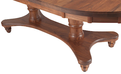 80 x 42 Lotus Dining Table in Oil & Wax Walnut, Oval Tabletop, Notched Table Edge