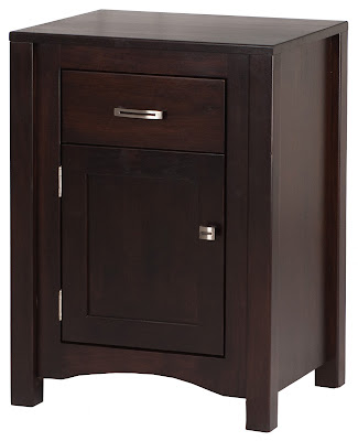 Dakota Nightstand, Mocha Walnut, Custom Hardware