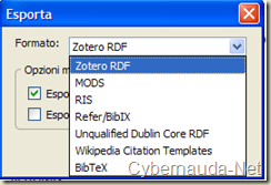 Esportazione riferimenti bibliografico con Zotero on Cybernauda-Net