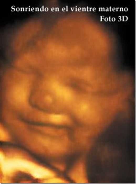 Bebe sonrie en el vientre materno