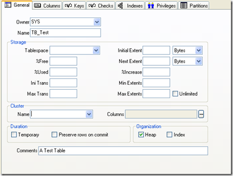PL/SQL Create Table