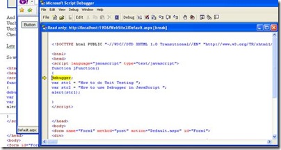How to Debug/Unit Test JavaScript Functions in VS2005