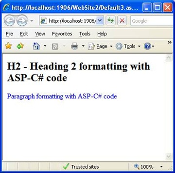 HTML Formatting Through ASP-C#