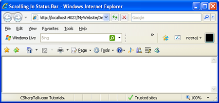 How to add Scrolling Text in Status Bar of Webpage