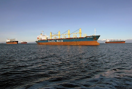 freighters in Nanaimo harbour