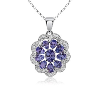 [Tanzanite and Diamond Border Flower Pendant[3].jpg]
