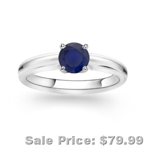 Solitaire Round Blue Sapphire Contoured Shank Ring
