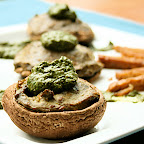 Portobello farci au vert de poireaux et son pesto