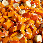 Porridge au potimarron bio, flocons d'avoine, noix, graines de lin, bananes