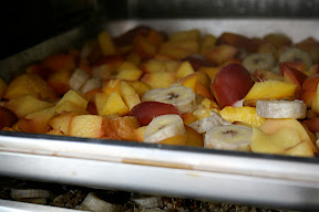 Purée de fruits estivale au dessus du porridge avoine-quinoa-chicorée en grains et banane - cuisson vapeur (20mn à 100%-100°C)