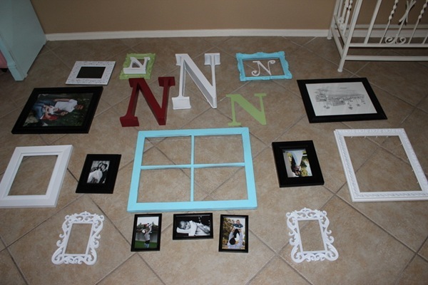 arranging pictures on a wall