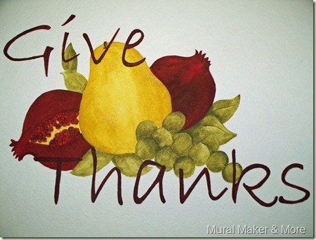 painted pears & pomegranates