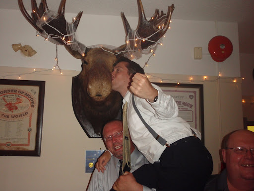 Brock kissing a moose