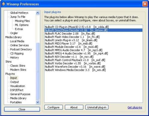 Directshow decoder winamp