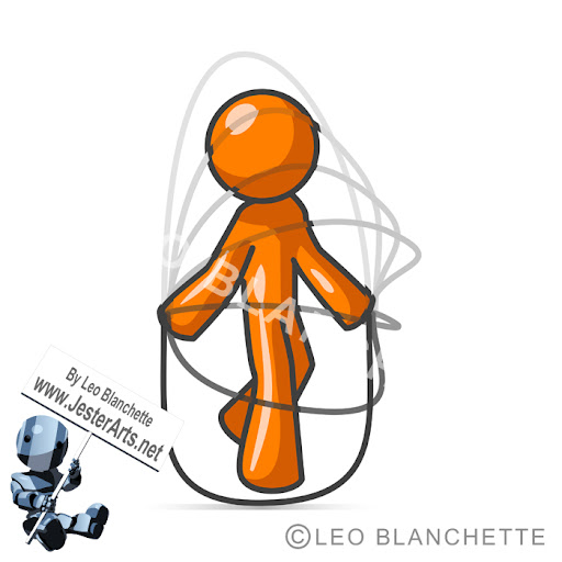 jump rope clip art. Orange man jumping rope for a