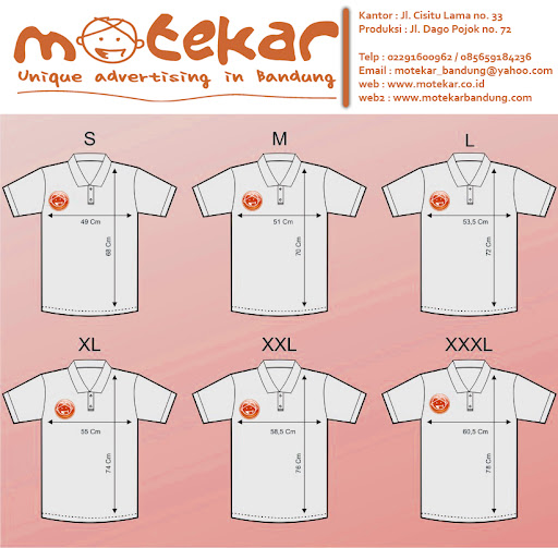 Ukuran kemeja dan Kaos Polo