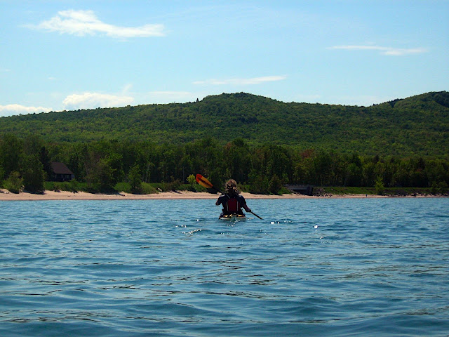 Matt paddling into the Porcupine Mountains
