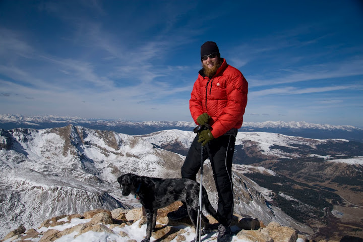 Matt Abbotts and Rainy on the summit of Mt. Lincoln Colorado