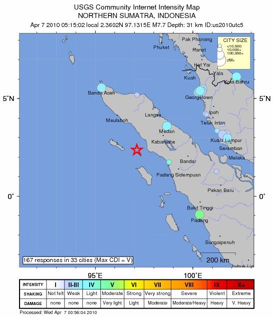 Lokasi Gempa Sumatera 7 April 2010