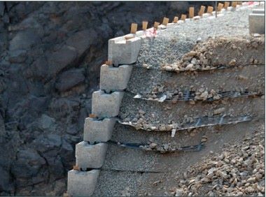 Retaining Wall System with Uniaxial Geogrid
