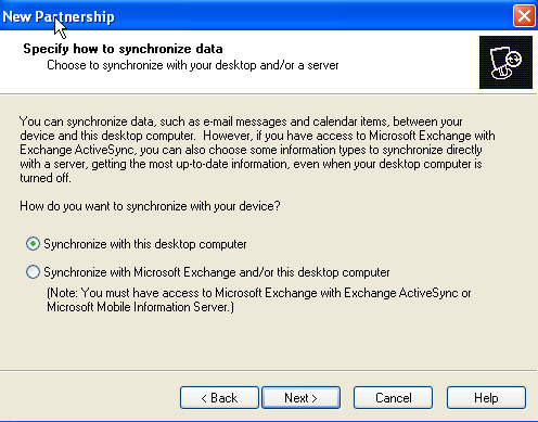 Configurando o modelo de parceria no activesync