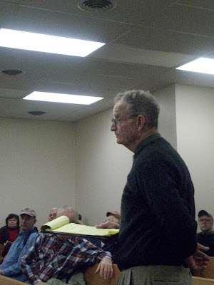 Washington County BOS Chairman Jim Miksch Addresses Sen. Becky Schmitz, and Rep Marek during this weekend's legislative briefing. (KCII NEWS)