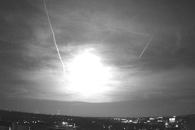 A rooftop camera at the University of Wisconsin captures the fireball