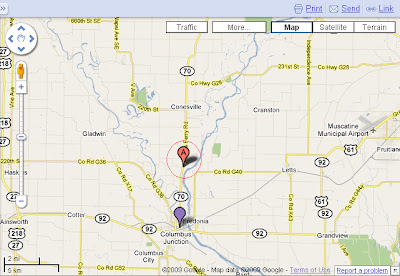 The circled point is the location of the Thirsty Camel