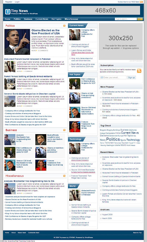 TinyNews Prenium WordPress Themes