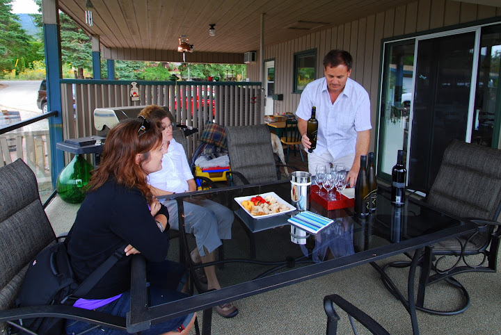 Roger pouring a sample from Intrique Winery