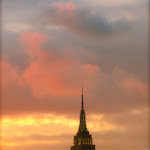 The Empire State Building with a nice orange sky
