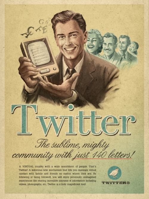 Fake vintage advertising for twitter