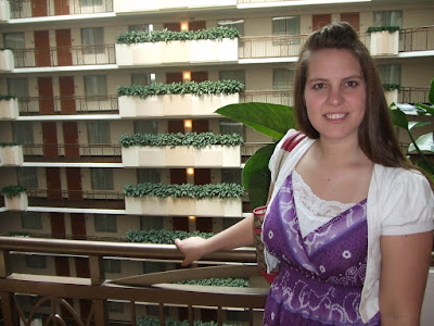 Debbie in the Embassy Suites Atrium