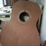 Cedar top of the classical guitar.  The rosette on this one is exquisite.
