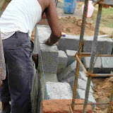 Top shot of blocks being placed