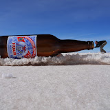 Al climbing into a bottle of his favourite Huari beer