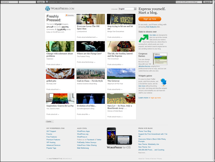 Wordpress front page