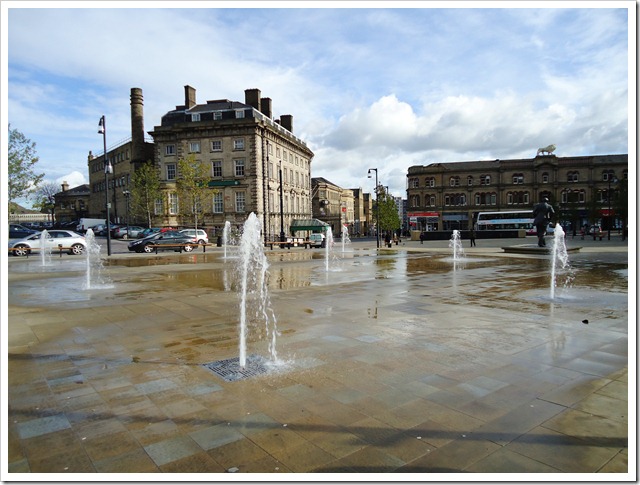 Fountains outside Huddersfield Station