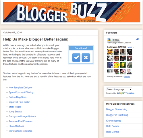 Blog changes since feedback