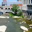 View of the Broad Street Bridge where both the Erie Canal and the subway used to run