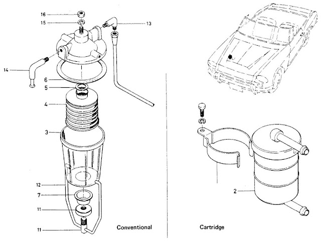 Datsun Fairlady Parts illustration no. 010-1 Fuel Strainer