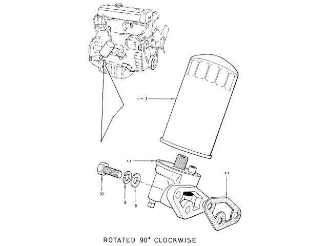 Datsun Fairlady Parts illustration no. 007A-1 Oil Filter 2000 (U20)