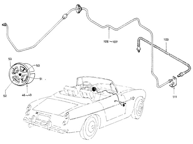 Datsun Fairlady Parts illustration no. 023-5 Tube & Oil Pressure Gauge